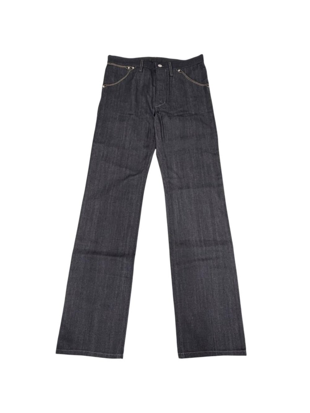 Louis Vuitton 100% Cotton Leather Patch Pants Jeans Indigo Blue 40